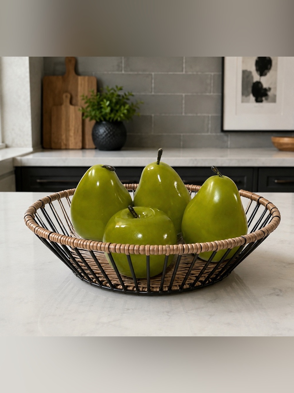 Fake Plastic Realistic Decorative Fruit Pears Apple Tabletop Basket Filler